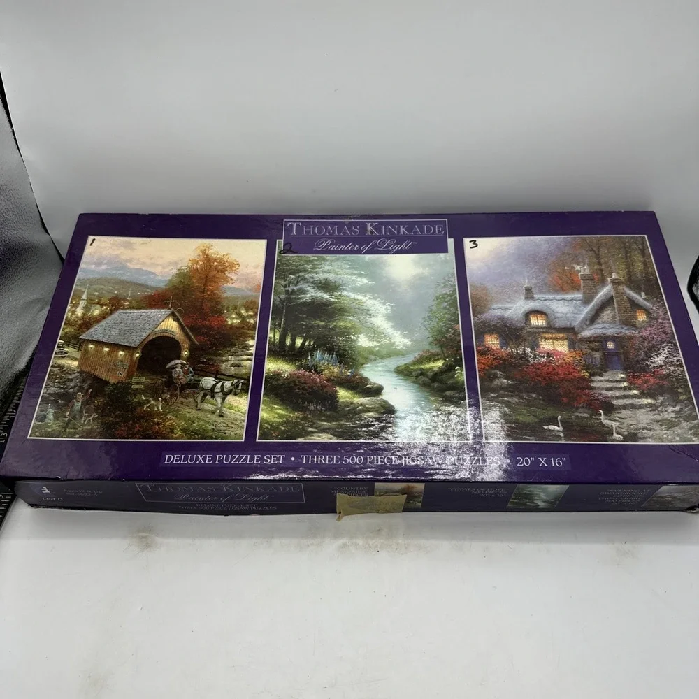 Thomas Kinkade Deluxe Puzzle Set of 3 Used‎ 500 Pieces 20